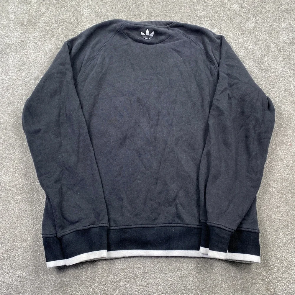 Adidas Brooklyn Nets Crewneck Sweatshirt Black White Athletic‎ Apparel Mens L